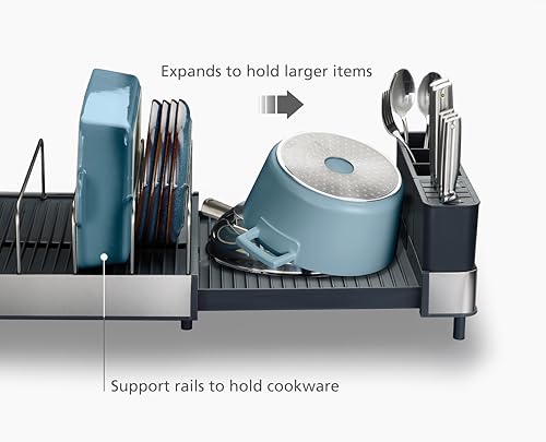 Joseph Joseph Extend Max Steel Expanding Dish Drying Rack, high Capacity for Large Items, Cutlery and Knife Holder, Swivel Draining Spout, Stainless Steel by Joseph Joseph - Image 5