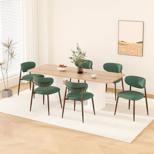 Image of MALOL Upholstered Dining Room Chairs Set of 6, Kitchen Chairs with Metal Legs and Anti Slip Pads, Curved Back Dining Chair for Home and Restaurant Use, Green