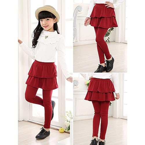 Baby Kids Girls Ruffle Skirts Leggings Tights Toddler Footless Cotton Solid Color Stretch Yoga Ballet Wearing2