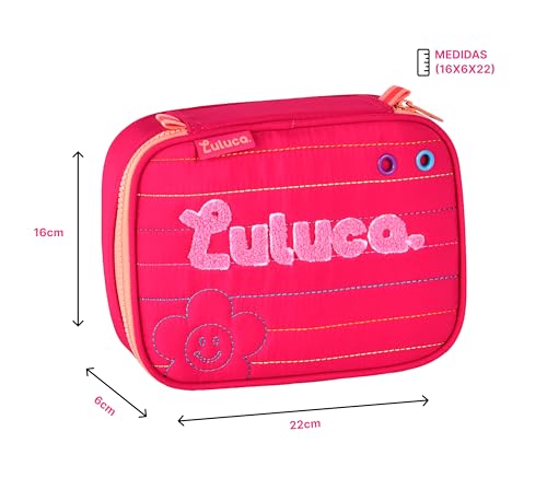 Kit Mochila Luluca Costas Escolar Infantil Lancheira E Estojo Menina Linda (Rosa)