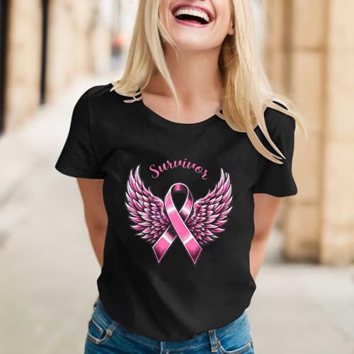 Breast Cancer Shirt Womens Shirts Pink Ribbon Inspirational Tee Breast Cancer Awareness Tops Survivor Gifts Tees - image 2