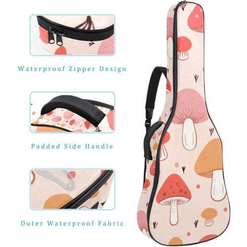 Sac guitare acoustique 41 pouces rose champignon imperméable