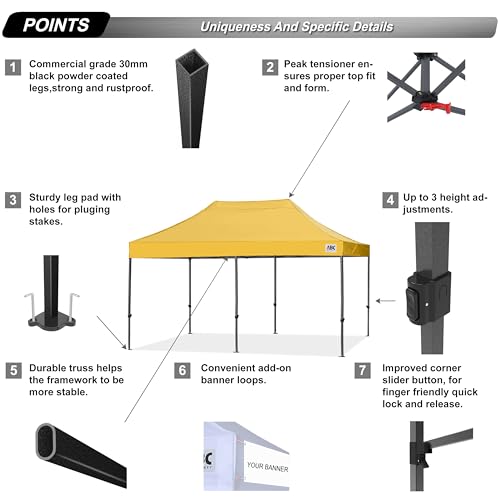 Image of ABCCANOPY Patio Pop Up Canopy Tent 10x20 Commercial-Series(Gold)