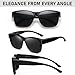 GEGURI Polarized Sunglasses Fit Over Glasses for Men Women, Oversized Square Sun Glasses UV400 Protection Shades