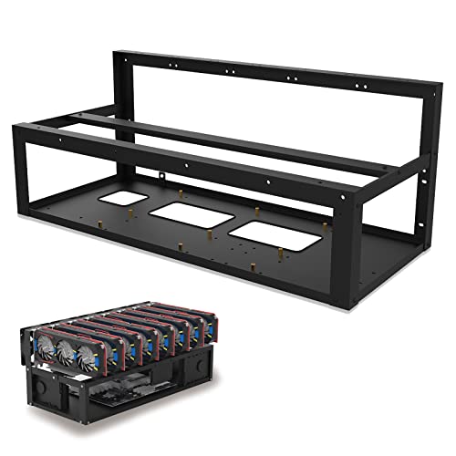 HIMAugbo Mining Rig Frame,Rig Open Mining Case 6~8 Cartes Graphiques, Rig Minage pour ATX/Btx/Flex/Itx/Microatx, Soutien 5 X 12 Cm Ventilateur,8gpu Cover