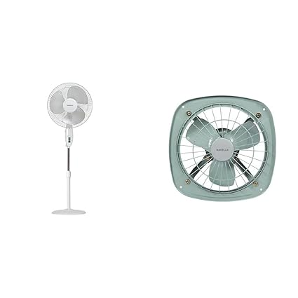 Havells Swing 400mm Pedestal Fan (White)+Havells Ventil Air DSP 300mm Exhaust Fan (Pista Green)