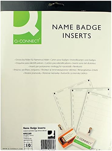Q-Connect 54 x 90 mm Name Badge Inserts 10 Per Sheet KF02289 - Pack of 25