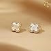 HighSpark Clover Earrings for Women | Hypoallergenic Studded Clover Stud Earrings | Lovely Gift - Studded White