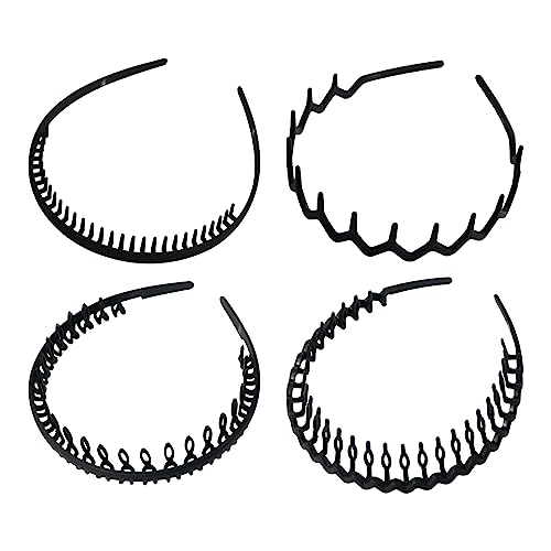Qufiiry 4 Pcs Hair Bands for Men Unisex Hair Band, Headband Spring Wave Hairband, Multi-Style Flexible Headbands