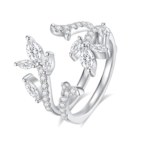 Moissanite Ring Enhancer Wedding Bands for Women,D Color VVS1 Doublee Enhancers for Engagement Rings 925 Sterling Silver Plated 18K White Gold Ring for Wife2