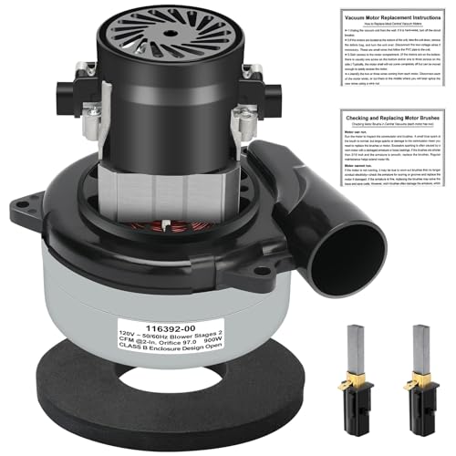 116392-00 Vacuum Motor Replacement, 5.7 Inch 2-Stage 120V Vacuum Blower for Central Vacuum Systems, Boat Lift, Industrial Cleaning – High Power, Quiet, Long-Lasting, Easy Installation – 116392-01