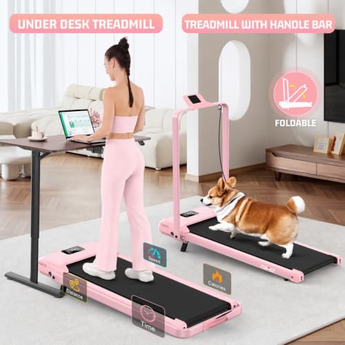 Image of FUNMILY Upgrade Walking Pad Folding Treadmill with 12% /15% Incline & Handle Bar, 3.5HP Foldable Under Desk Compact Treadmills for Home /Office /Gym, 400+lb Capacity, Shock Absorption