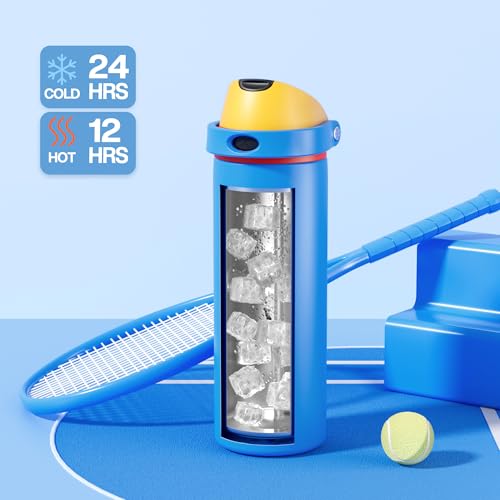 POWCAN 24 oz Insulated Water Bottle with Straw: 2-in-1 with Push-Button Spout & Quick-Flip Straw, Leakproof, Cold 24Hrs, Fits Car Cup Holder, Stainless Steel Cup for Sports, Outdoors (Sailor Quack) — view 5