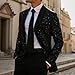Mens Blazer Jacket One Button Suit Jacket Shiny Solid Fashion Coat Lightweight Party Performance Coats Blazer Black Large
