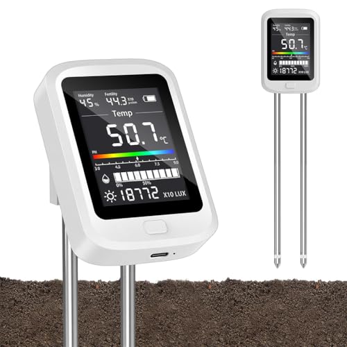 Image of HASTHIP 6-in-1 Soil Tester, High Precision Dual Pin LCD Soil Tester for Humidity, Fertility, Moisture, pH, Temperature & Sunlight Intensity, Ideal for Gardening, Greenhouse, Farming