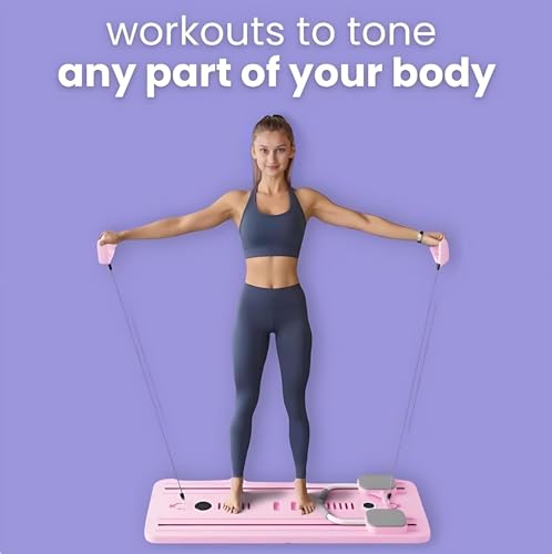 JANUA Pilates Board, Pilates Reformer Set, Foldable Pilates Reformer Board, Automatic Rebound Ab Roller Board Abdominal Board Exercise Machine for Home Workouts, Sculpt a Slim (Purple) - Thumbnail 2