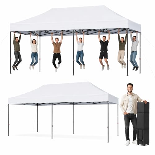 Image of Aoxun Pop Up Gazebo 3m x 6m Heavy Duty Dual Peak 6x3 Party Tent White
