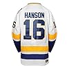Hanson Brothers Hockey Jersey 16 Charlestown Chiefs 17 Jeff Slap Shot 18 Movie Hockey Jersey Blue White S-3XL, 16 Hanson White, Medium #3