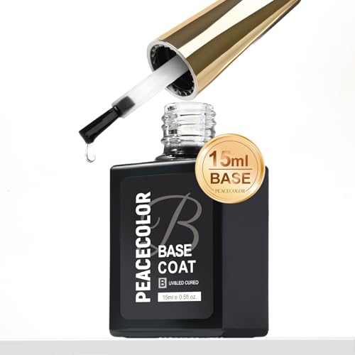 PEACECOLOR Base Coat Vernis Semi Permanent 15ML Soak Off UV/LED Gel UV Vernis à Ongles Base Coat Semi Permanent pour Salons de Manucure et DIY Home