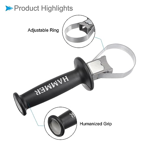 Miniatura 4 de Cocud Mango Auxiliar Frontal Hueco Para Martillo Eléctrico, Mango Lateral Para Taladro Martillo Eléctrico De 60-65mm De Rango - Aplicaciones: Para 26 Martillos Eléctricos