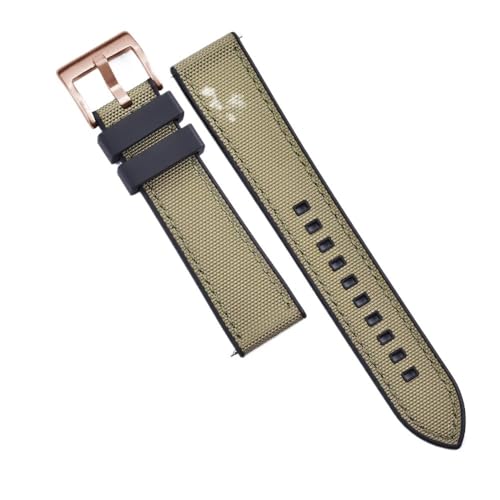 Bracelet montre FKM et toile kaki 22mm pour montre de plongée de luxe