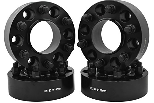4 Pc Black Hub Centric 2" Wheel Adapters Spacers 14X2.0 Thread Pitch Works With 2003-2014 Ford F-150 Raptors Expeditions & More (Hub/Wheel Centric) #TOP2