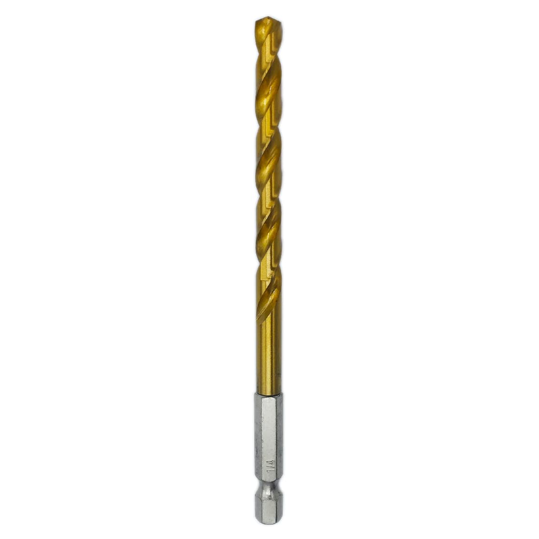 Pack of 6, 1/4-Inch Titanium Nitride Coated Drill Bit, Hex Shank, Premium M2 High Speed Steel, for Metal, Plastic, Wood