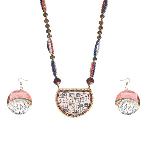 Image of AAKRITI ART CREATIONS Handcrafted Women's Jewelry Set - Elegant Ethnic Necklace and Earrings, Statement Fashion Accessories for Parties & Festivals