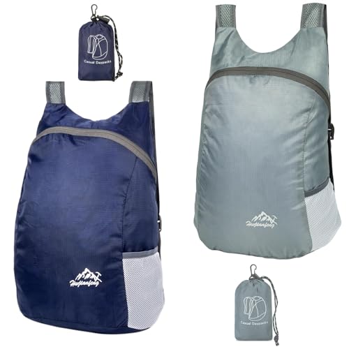 Feibmir 2 mochilas plegables ultraligeras, resistentes al agua, para senderismo, mochilas plegables para hombres, mujeres, niños, viajes, al aire libre, camping