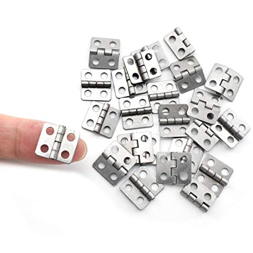 Sdtc Tech 24-Pack Mini Hinges 13X12Mm 180 Degree Rotation Antique Butt Hinge With Mounting Nails For Jewelry Box Cabinet Closet Wooden Case - Silver #TOP2