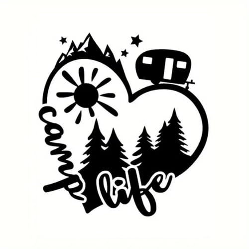 Autocollant adhésif décoratif cœur noir et forêt pour voiture et van