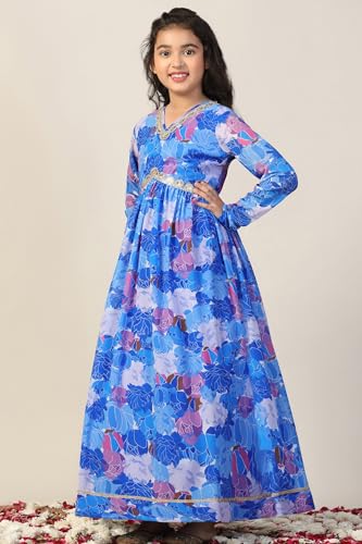 Image of Fashion Dream Girls Floral Georgette Fit & Flare Ethnic Dress|Birthday Maxi for Kids