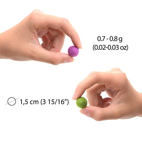 Glaciart One Wool Felt Balls, Felt Pom Pom Balls (120 Pieces) 1.5 Cm - 0.6 Inch, Handmade Felted 40 Color (Red, Blue, Yellow, Gray, Black, Pastel And More) Bulk Small Puff For Felting And Garland #TOP3