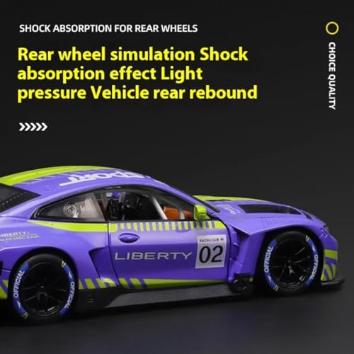 Modelo de auto de carreras M4 GT3 escala 1:24 con sonido y luz miniatura 7