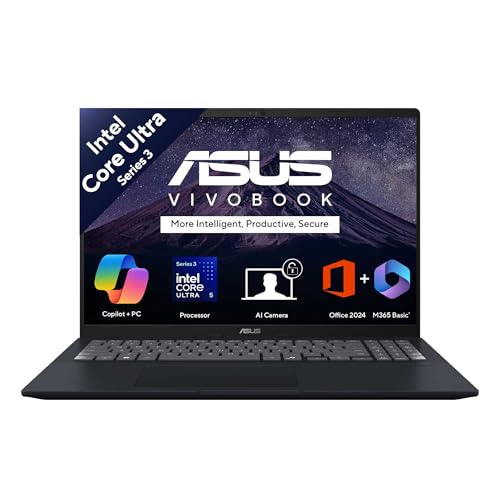 ASUS Vivobook 16 (2026),Intel Core Ultra 5 325, Intel iGPU, 16GB RAM, 512GB SSD,FHD+, 16"(40 cm),Windows 11 Home,M365 Basic(1 Year),Office 2024,Quiet 