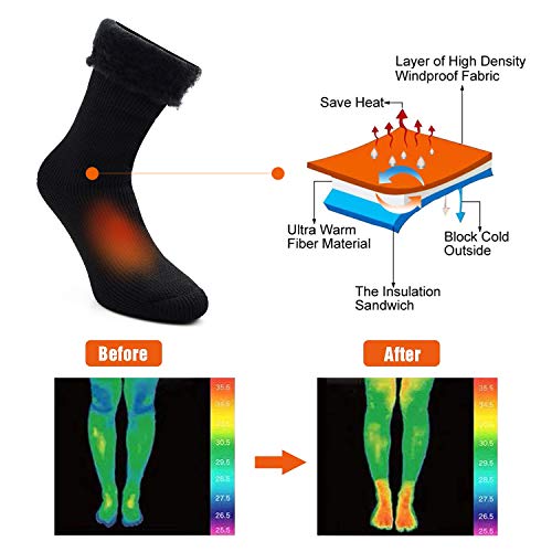 Socks Daze 1/2 Pack Men's Winter Warm Thermal Socks Women's Crew Thick Insulated Heated Boot Socks for Hiking Skiing3