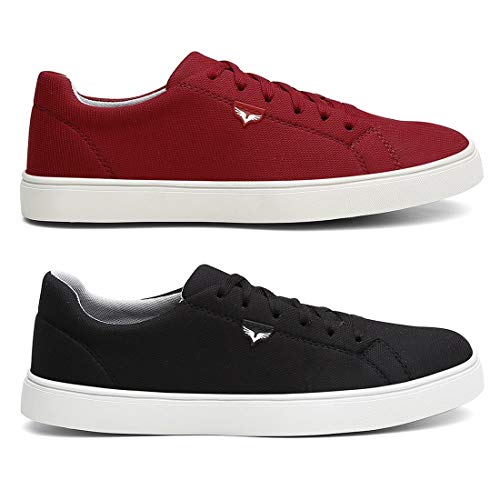 Kit Sapatênis Masculino Casual Conforto Dia a Dia - Preto/Vermelho - 42