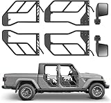 Dithoko Tube Doors with Side View Mirrors Compatible with 2018-2024 Jeep Wrangler JL 4 Door & 2020-2024 Gladiator JT 4 Doors, Off-Road Steel Trail Door Kit with Quick Release Latch for Adventure