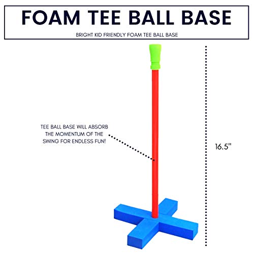 UrbanRed 16.5 inch Kids Foam T Ball Baseball Set Toy for Toddlers, 4