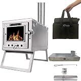 DANCHEL OUTDOOR S6 Ultralight Hot Tent Stove Foldable 304 Stainless Steel,Portable Mini Wood Burning