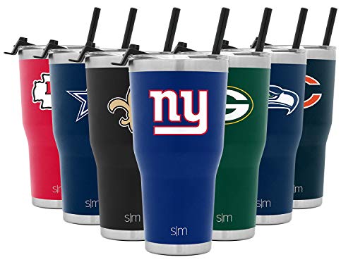 Simple Modern Officially Licensed NFL New York Giants Tumbler with Straw and Flip Lid | Insulated Stainless Steel 30oz Thermos | Cruiser Collection | New York Giants
