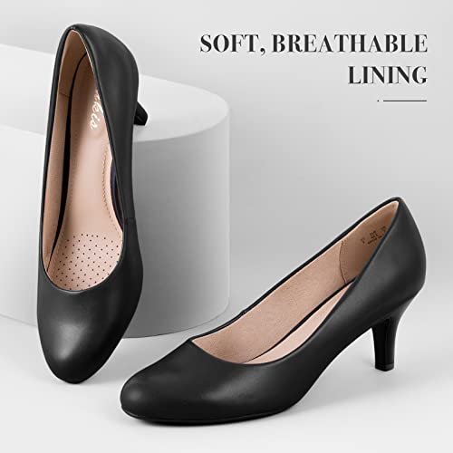 Ankis Black Pumps For Women, Comfortable Low Heel Women Pumps Closed Round Toe Dress Shoes For Work Office Wedding Party Prom, 2.5 Inch #TOP5