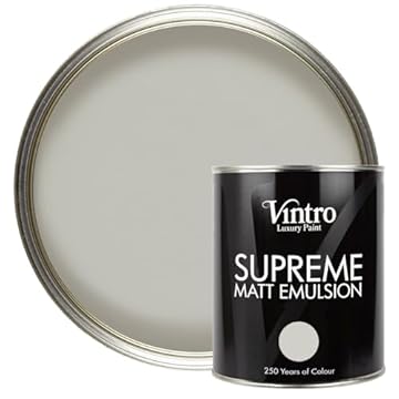 Vintro | Luxury Matt Emulsion | Smooth Chalky Finish | Multi Surface Paint | for Walls, Ceilings, Wood and Metal (Light Grey) 1L