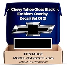 Chevy Tahoe Black Grille and Liftgate Bowtie Emblem Overlay Decals 2021-2026 Set of 2