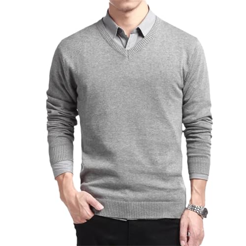 Men Long Sleeve Pullovers Outwear V Neck Male Loose Fit Knitting Clothing Sweater