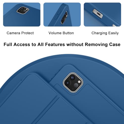 Image of ZryXal New iPad Pro 13 Inch Case (M5) 2025 / (M4) 2024 with Pencil Holder, Smart iPad Case [Support Pencil Pro and Pencil (USB-C)], Support Touch ID and Auto Wake /Sleep (New Navy Blue)