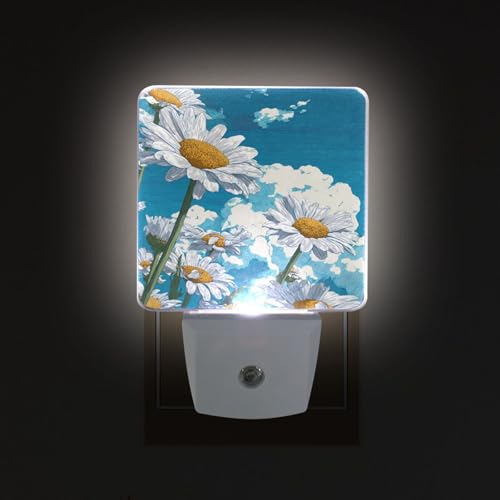 Lámpara de noche LED con sensor blanco y diseño floral miniatura 2