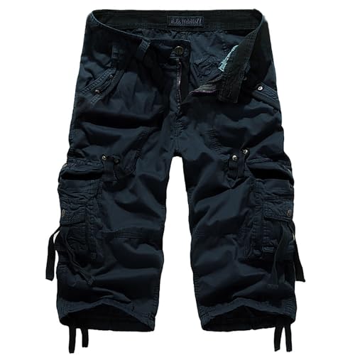 Cargo Shorts for Men UK Knee Length Combat Workwear Shorts Multi-Pocket Cotton Twill Lightweight Sports Shorts Classic Utility Work Pants Summer Shorts Outdoor Hiking Cargo Trousers Plus Size 20