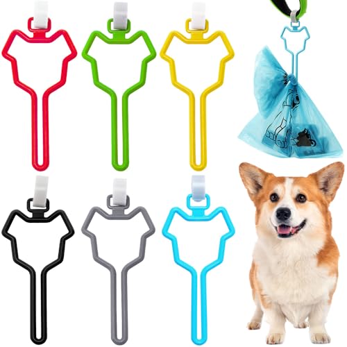 犬のうんちバッグホルダー ハンズフリー 犬のうんちバッグキャリア 6個セット ペット用ゴミ袋ディスペンサー 糞袋ホルダー 犬 うんち ごみ 袋 両手が自由 軽量 持ち運びが簡単 愛犬 散歩アクセサリー用 旅行用 牽引ロープアクセサリー (ブルー/イエロー/