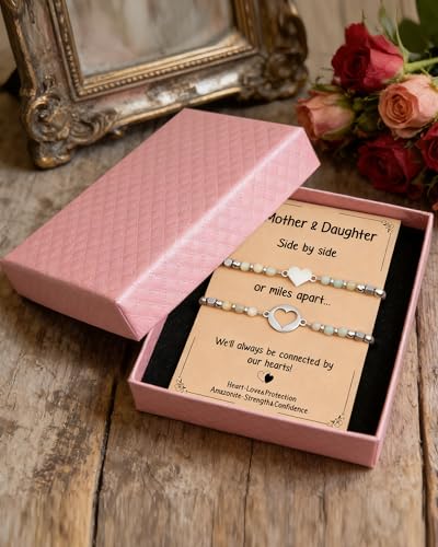 Image of Mother Daughter Bracelets Set for 2 Matching Heart Bracelets for Mother and Daughter to My Mom Bracelet Birthday Mothers Day Gifts for Mom Daughters